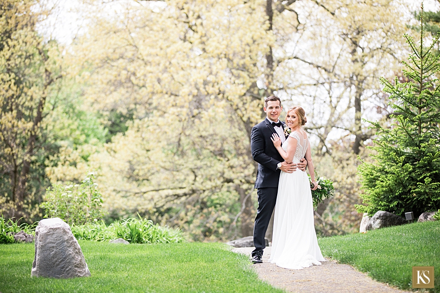 Bride and Groom at Pine Knob mansion wedding grounds