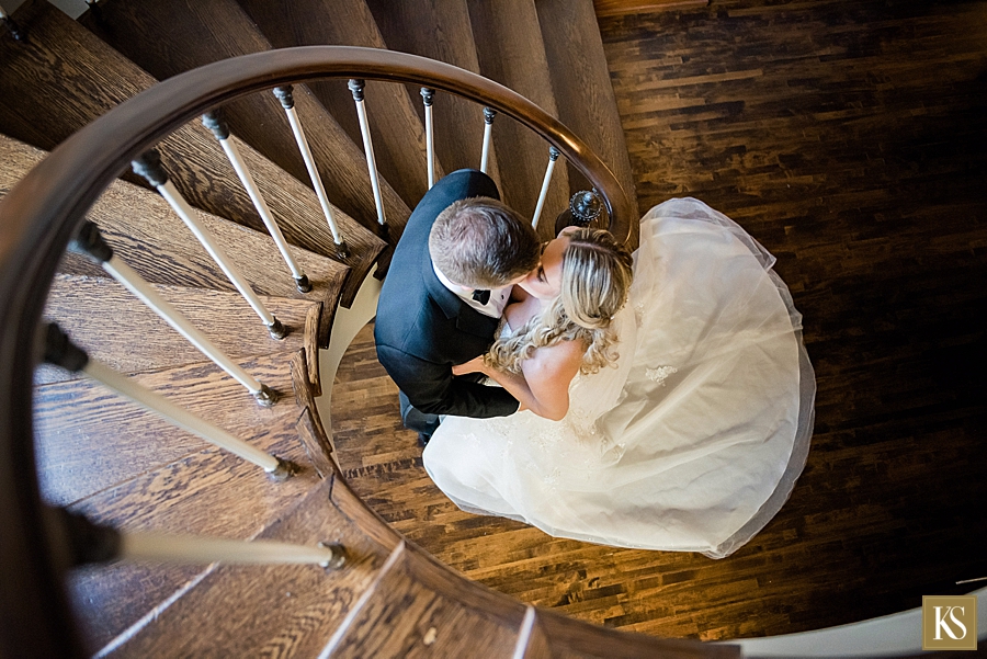 Spiral staircase Colony Club Wedding Reception