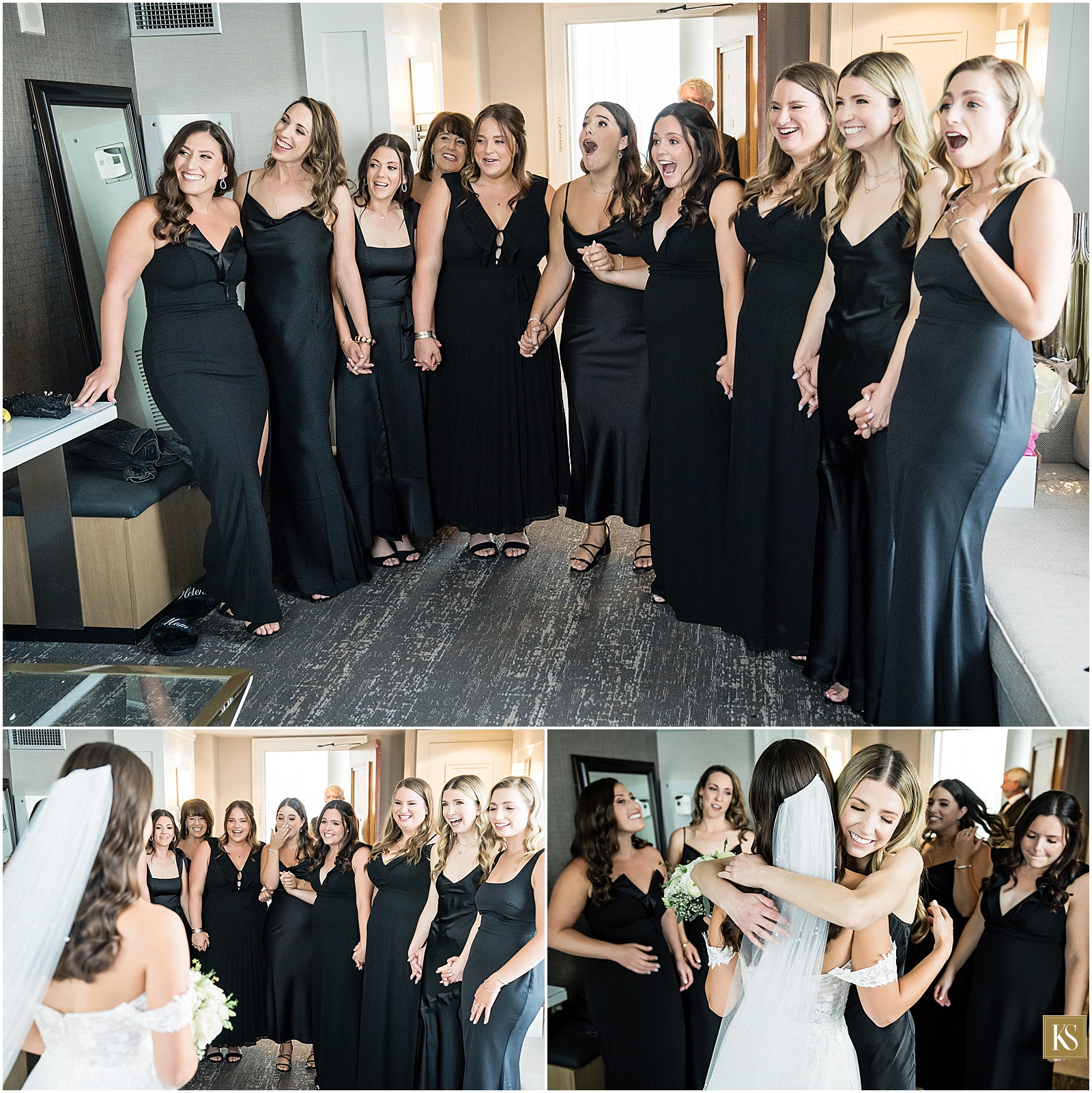 Bride surprises bridesmaids
